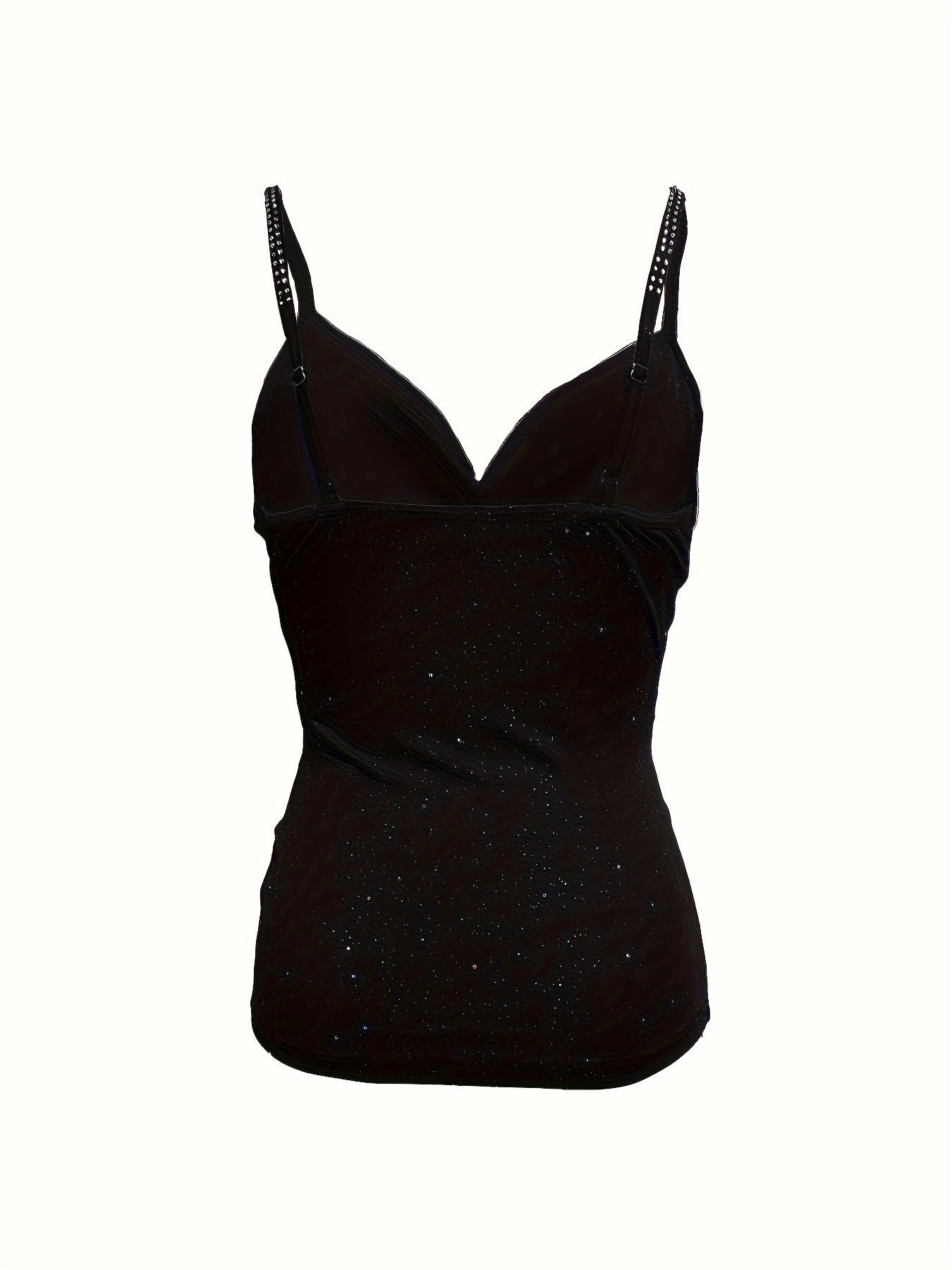 Regata Feminina Brilhante com Alças de Strass | Top Cami Sem Mangas para Festa Casual