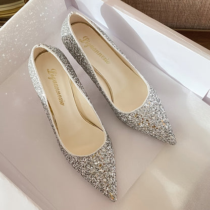 Women's Pointed Toe Stiletto Heel Pumps, Sequins Decor Dress Shoes, Party & Wedding Dress carnival Shoes & Music Festival