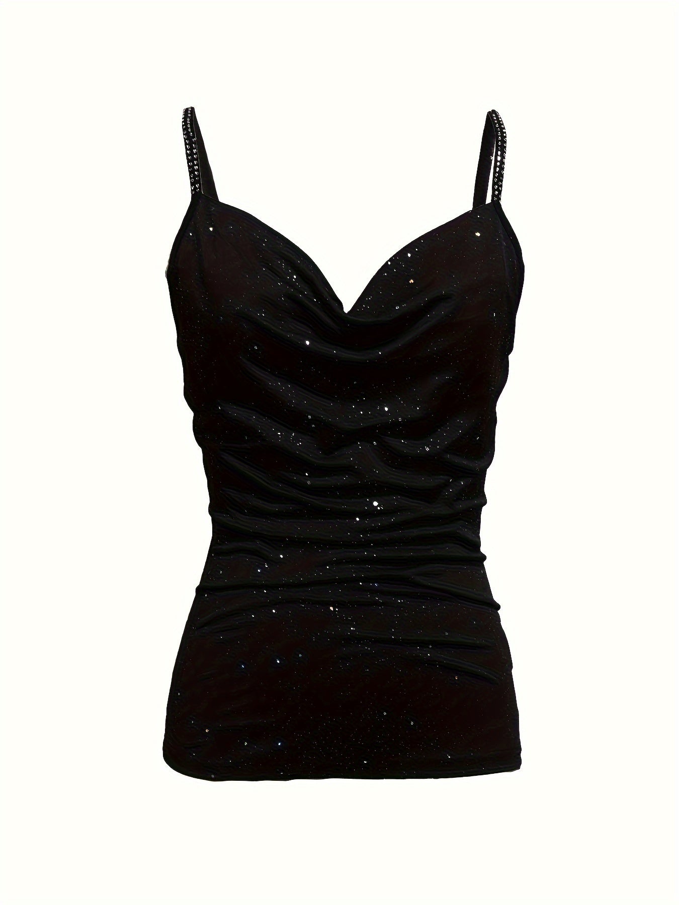 Regata Feminina Brilhante com Alças de Strass | Top Cami Sem Mangas para Festa Casual