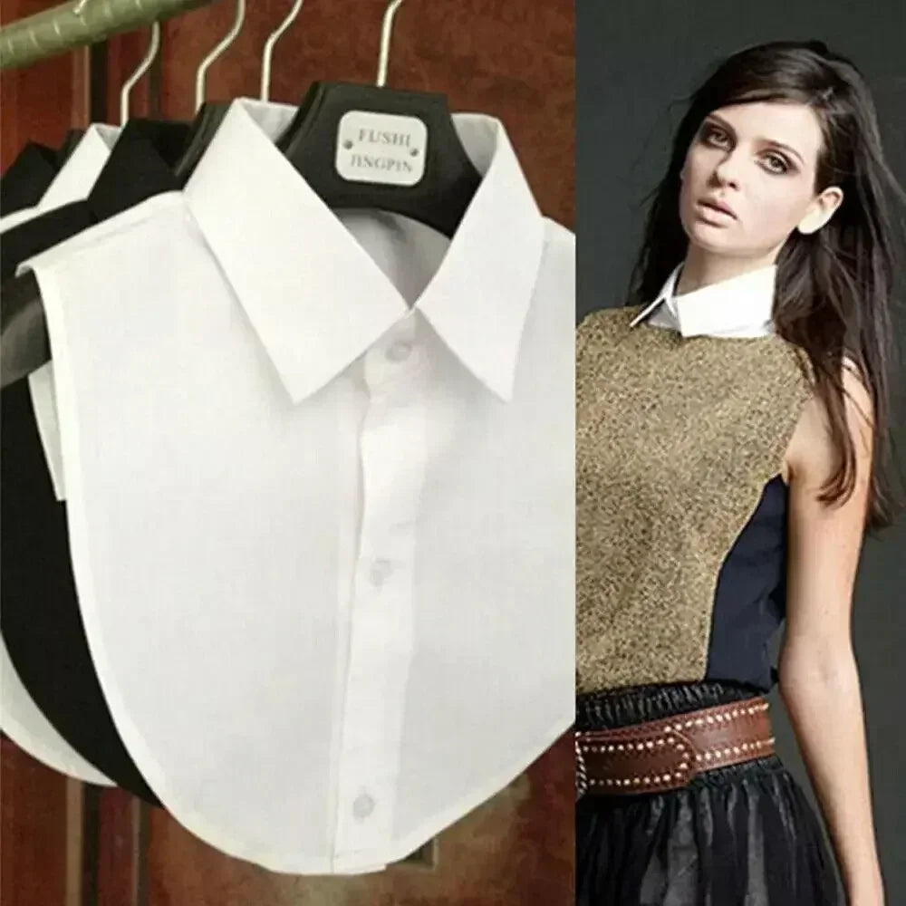 Gola Falsa de Algodão com Cristais | Acessório Detachável Vintage para Camisas Femininas