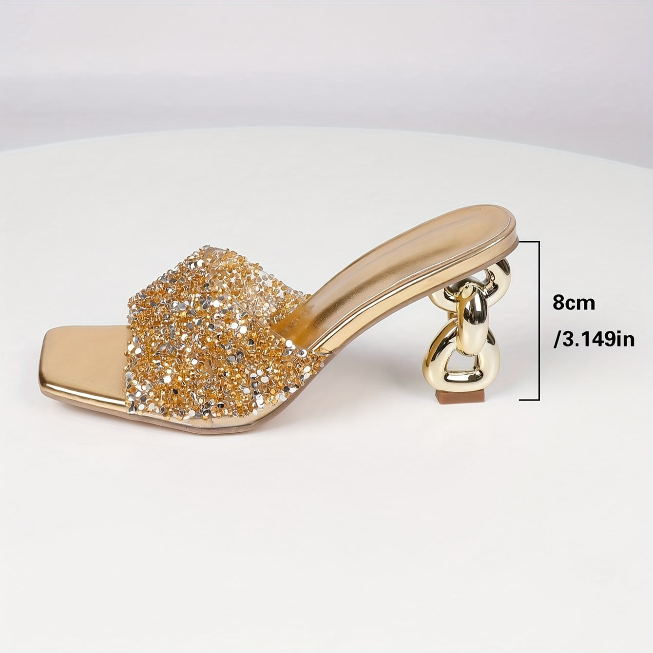 Sandálias Femininas com Strass e Bico Quadrado - Saltos de Verão com Design Exclusivo de Salto Grosso