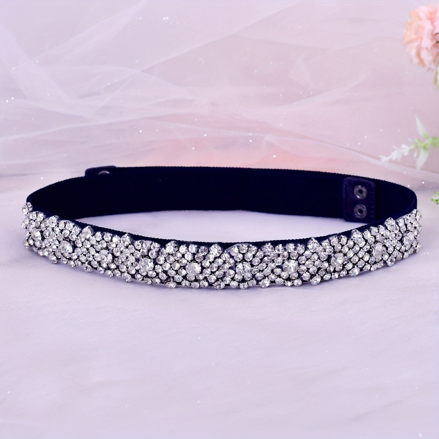 Women's Elegant Rhinestone Studded Elastic Belt for Dresses - Versatile Stretch Waistband for Daily, Beach, Night Out, Weekend, Festive, Party, and Commuter Styles